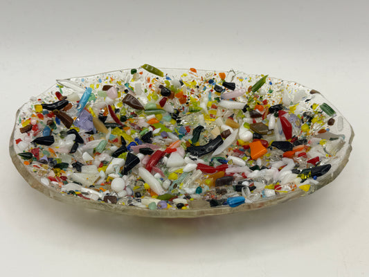 Beth’s Glass Creations – Multicolored Confetti Fused Glass Trinket & Soap Dish