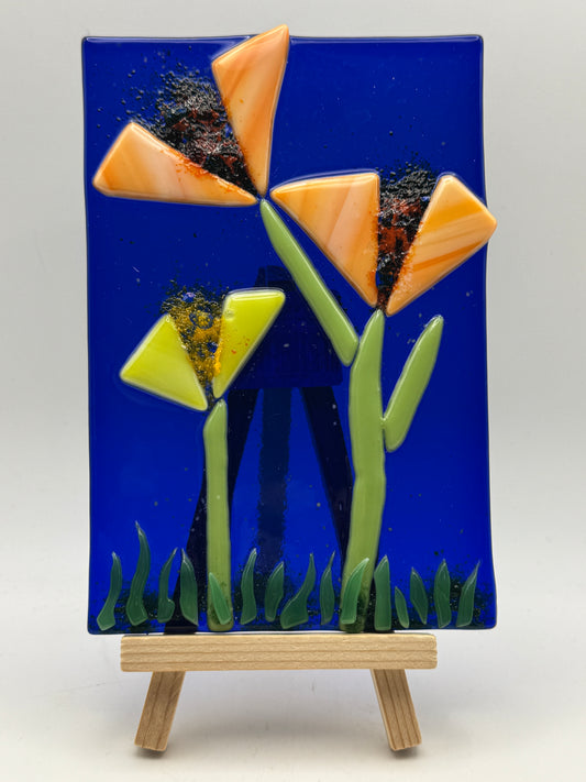 Beth’s Glass Creations – Colorful Wildflowers Fused Glass Art with Easel
