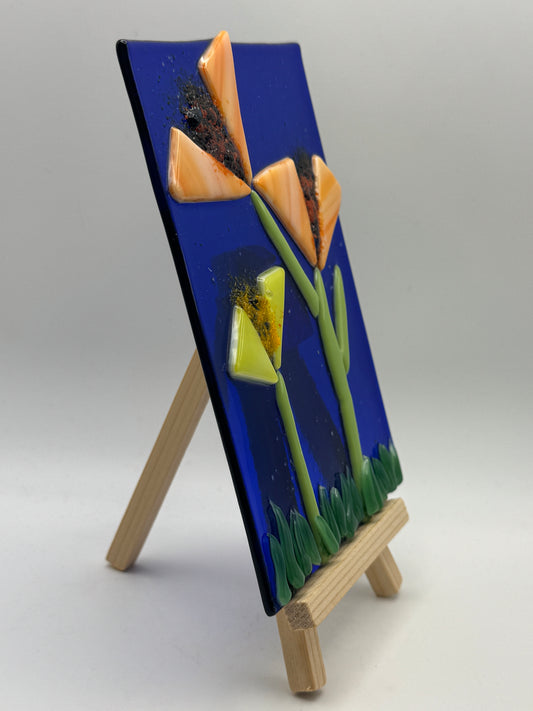 Beth’s Glass Creations – Colorful Wildflowers Fused Glass Art with Easel