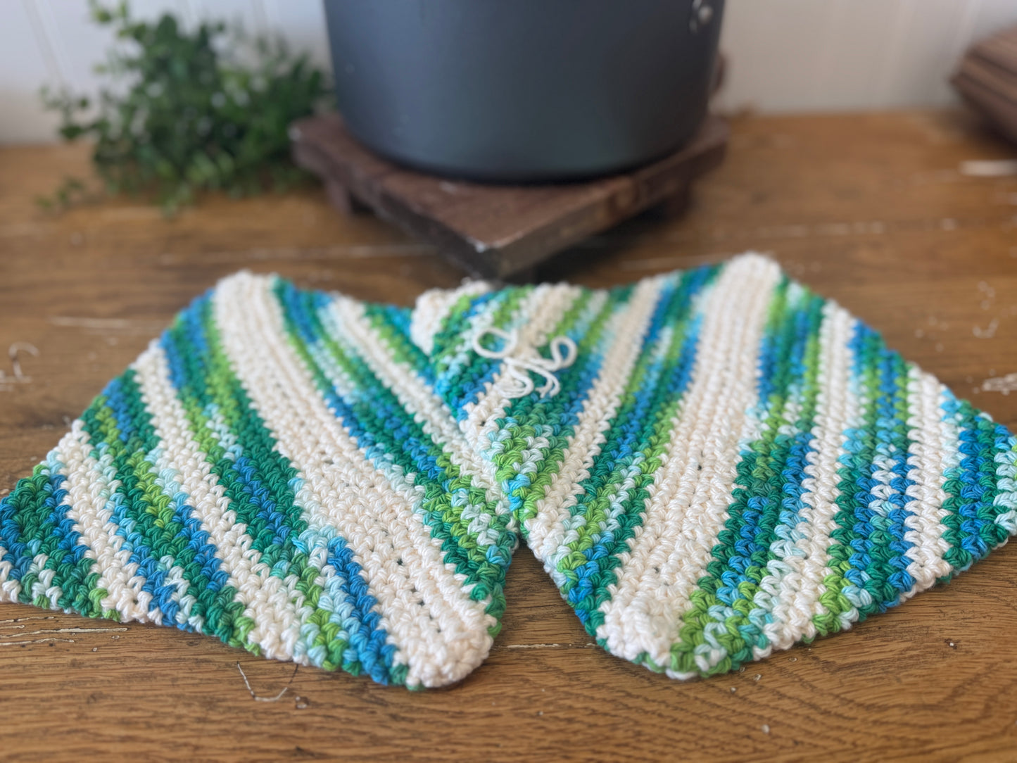 Handmade Crocheted Pot Holders Set of 2 (3)