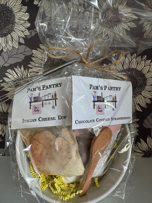 *Gift Set* Italian Cheese Dip & Chocolate Covered Strawberries w/bowl, spoon & whisk