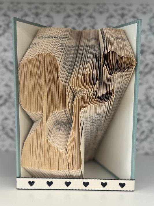 Folded Book Art - Woman Kissing Hearts