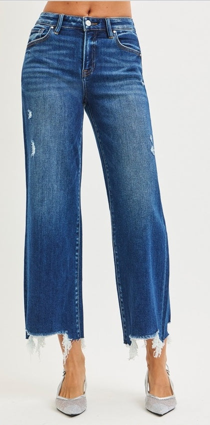 Risen Plus Size High Rise Crop Wide Leg Jeans