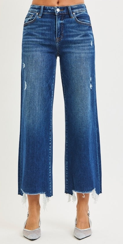 Risen Plus Size High Rise Crop Wide Leg Jeans