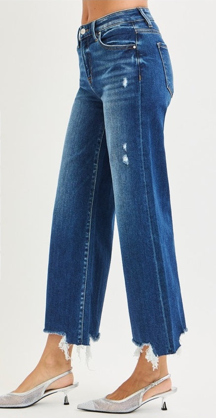Risen Plus Size High Rise Crop Wide Leg Jeans