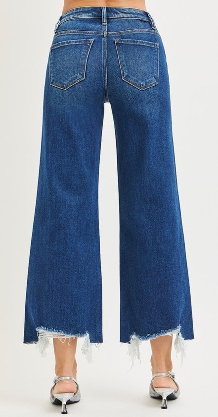 Risen Plus Size High Rise Crop Wide Leg Jeans