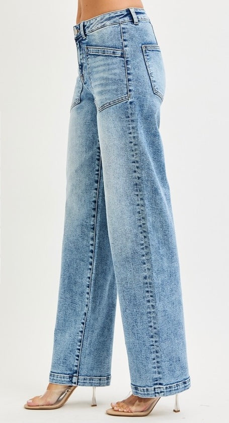 Risen Slouchy Relaxed Baggy Jeans with Patch Pockets