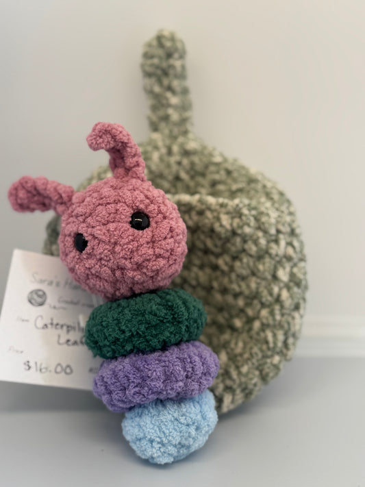 Handmade Crocheted Stuffed Animals - Caterpillar & Leaf