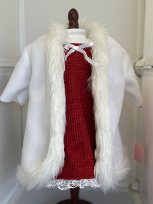 Handmade 18" Doll Clothes - Pajama set Red Gown & Robe