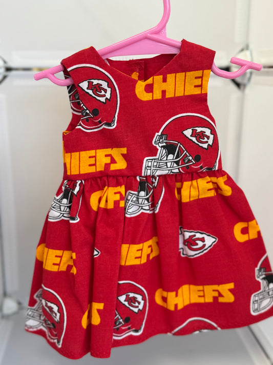 Handmade 18" Doll Clothes – Red & Gold Football-Inspired Dress with Matching Bow