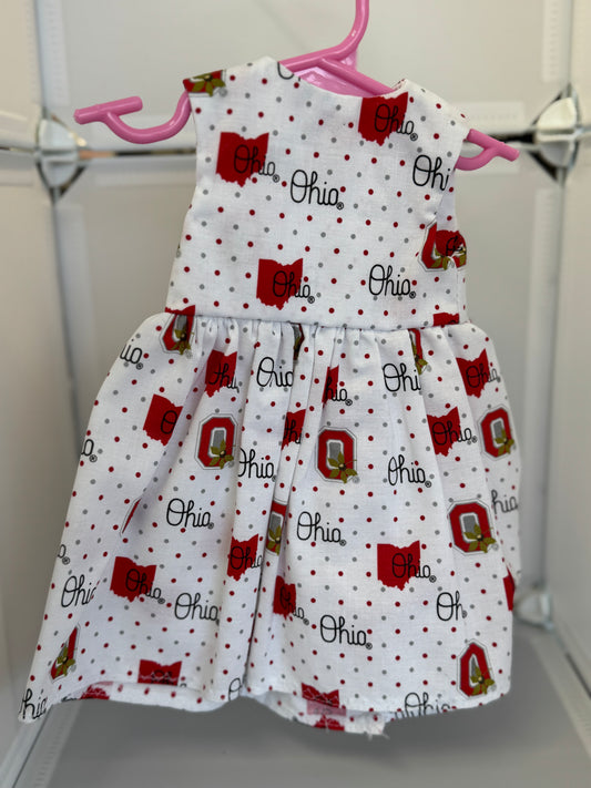 Handmade 18" Doll Clothes - Ohio Dress & Bow