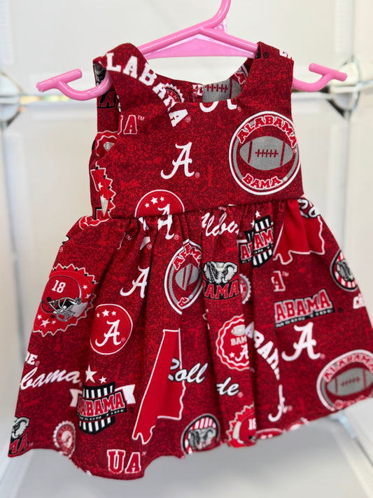 Handmade 18" Doll Clothes – Crimson & White Dress with Matching Bow