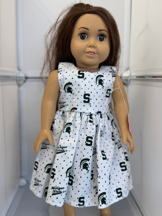 Handmade 18" Doll Clothes - Michigan State Dress