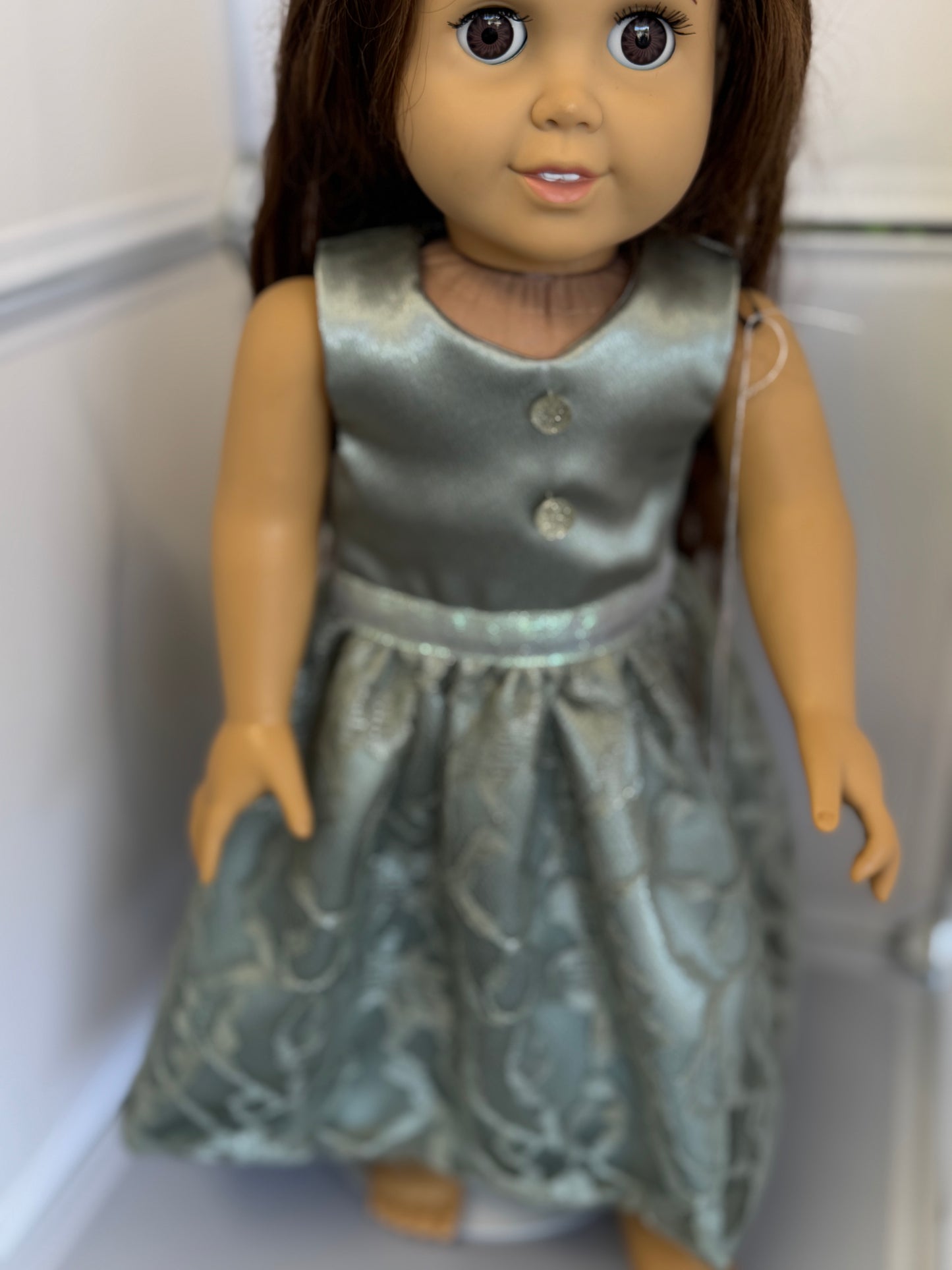 Handmade 18" Doll Clothes - Sage Fancy Dress