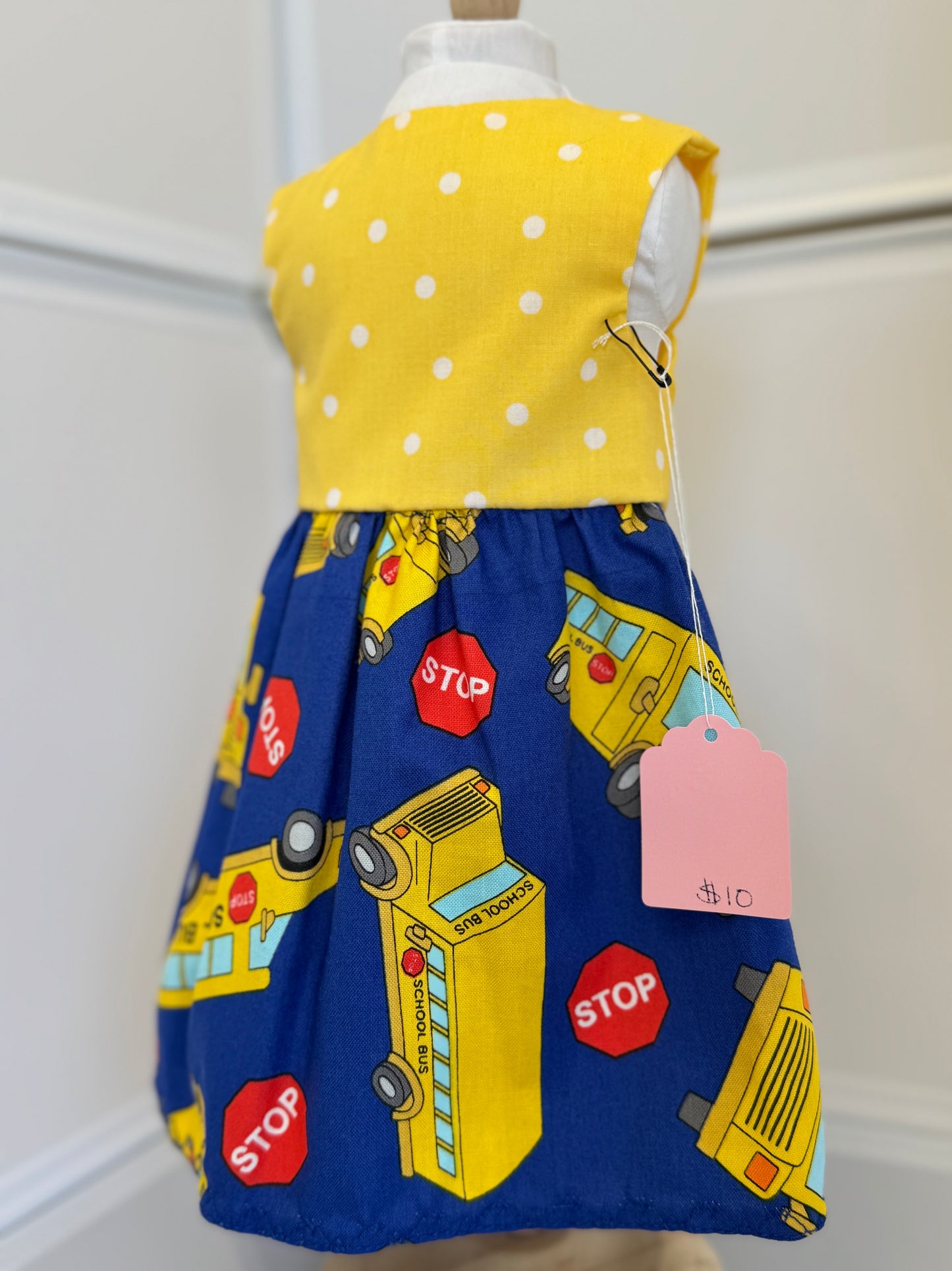 Handmade 18" Doll Clothes - Back to School Dress - School Bus