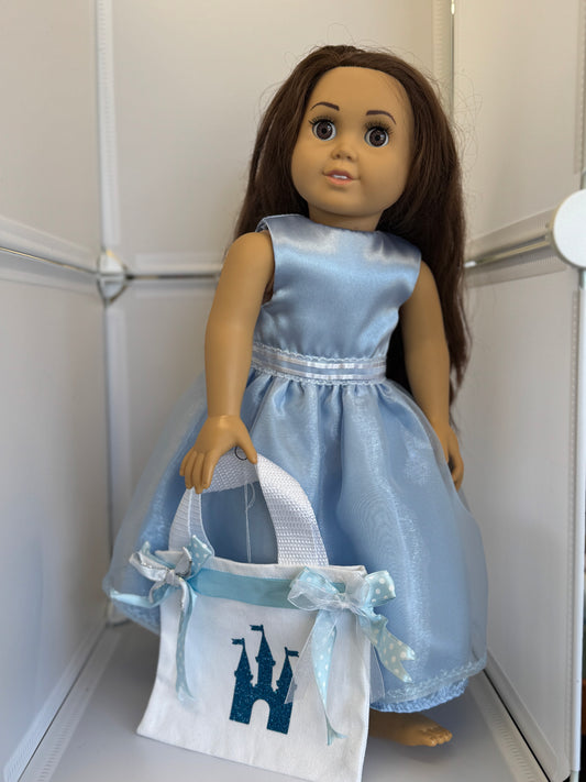 Handmade 18" Doll Clothes - Princess Dress - Cinderella's Castle Bag