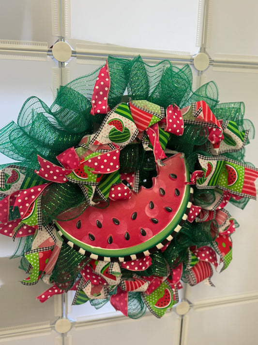 Handmade Deco Mesh Wreaths - Watermelon