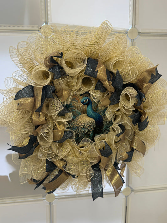 Handmade Deco Mesh Wreaths - Peacock