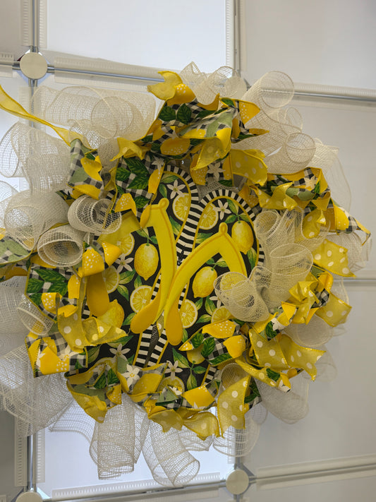 Handmade Deco Mesh Wreaths - Yellow Flip Flops