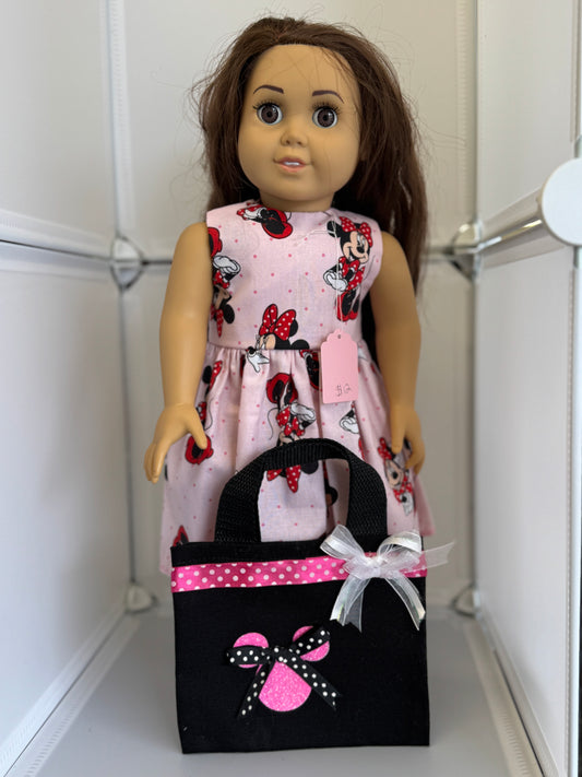 Handmade 18" Doll Clothes - Pink Mouse Dress