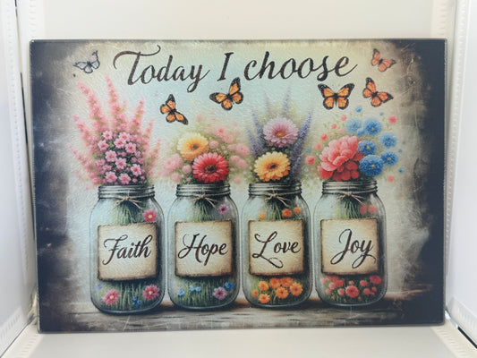 Custom 8" x 11" Glass Cutting Board – Personalized Kitchen Decor - Today I choose...