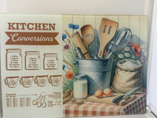 Custom 8" x 11" Glass Cutting Board – Personalized Kitchen Decor - Kitchen Conversions (Copy)