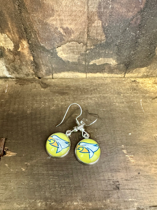 Handmade Aluminum & Glass Earrings - Hudsonville Eagles