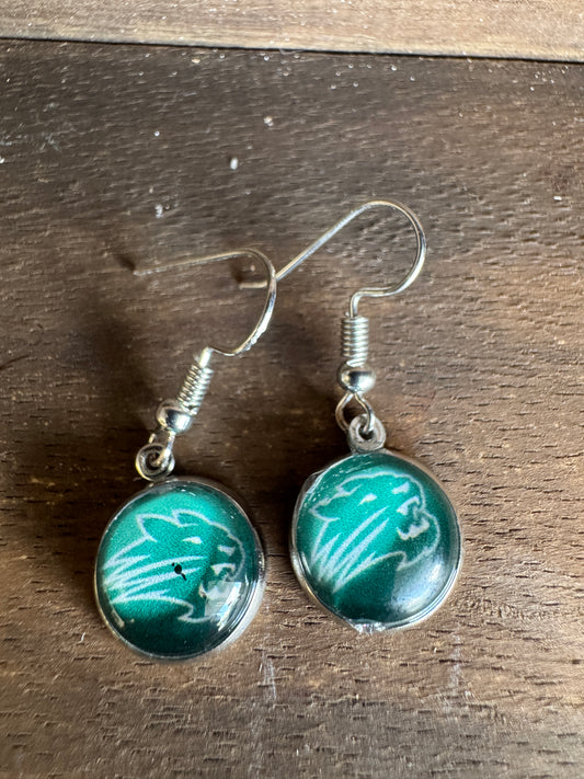 Handmade Aluminum & Glass Earrings - Jenison Wildcats