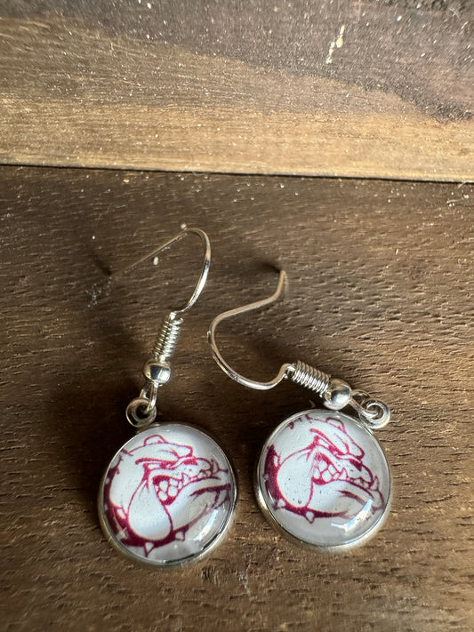 Handmade Aluminum & Glass Earrings - Grandville Bulldogs