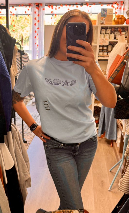 Locally Embroidered Graphic T-Shirt - Seashells Embroidered on t-Shirt