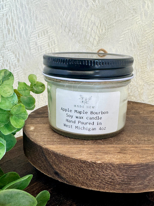 All-Natural Soy Candle – Clean & Cozy Burn - Apple Maple Bourbon (4oz)