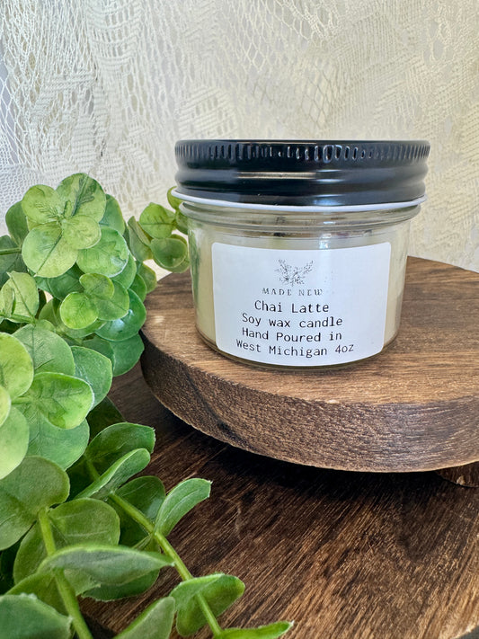 All-Natural Soy Candle – Clean & Cozy Burn - Chai Latte (4oz)