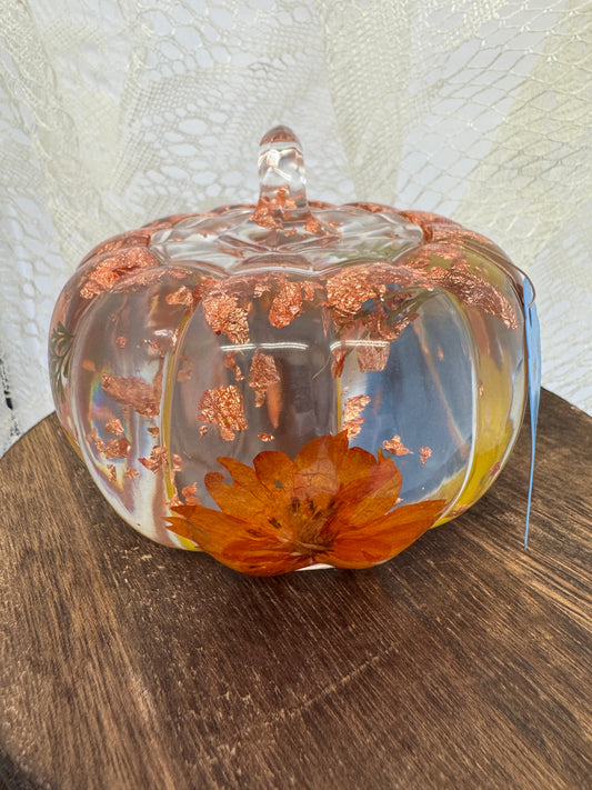 Hand-Poured Epoxy Resin Creations - Pumpkin Jar