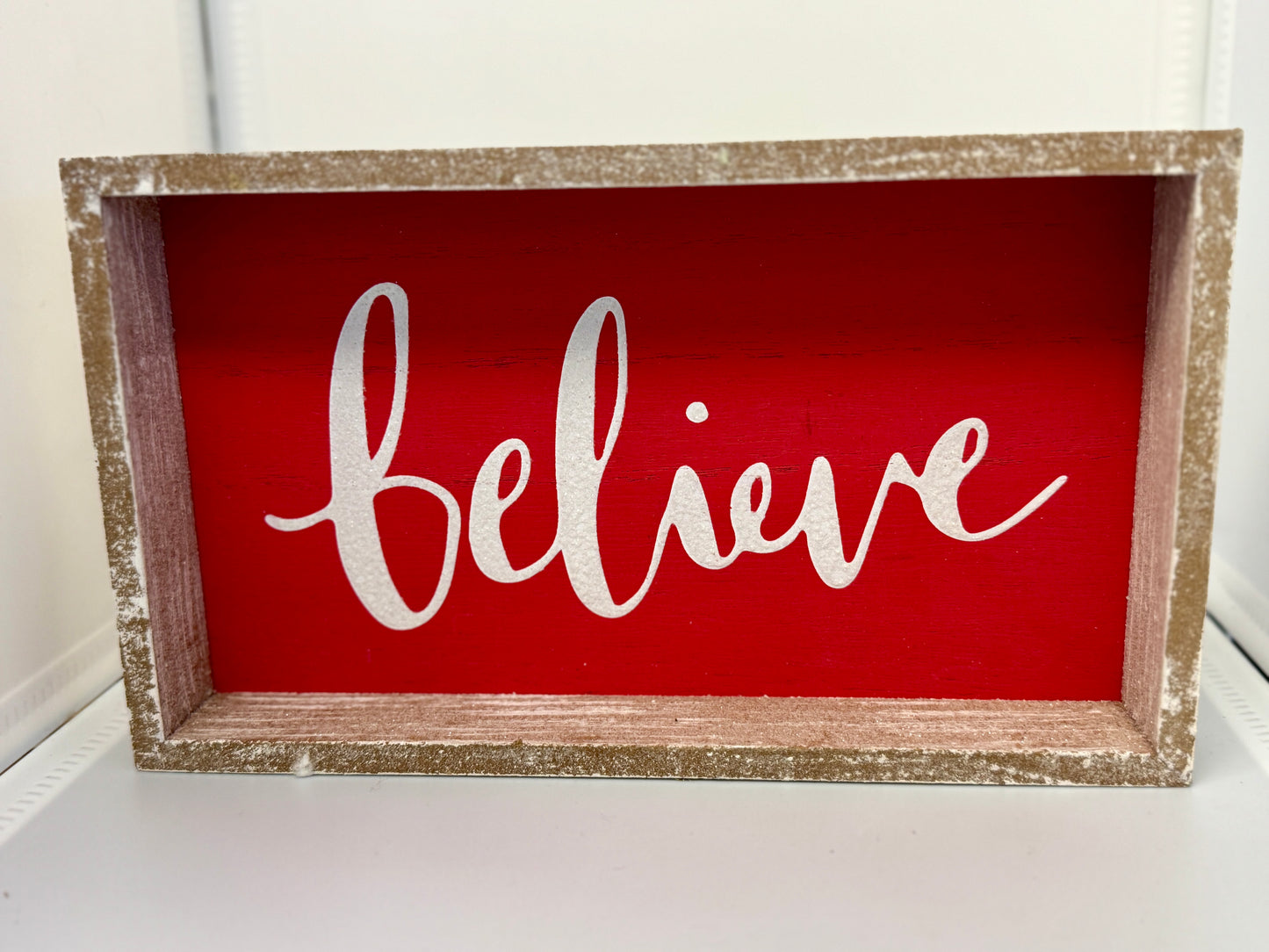“Believe” Inset Wood Sign (9.5" x 5.5" x 1.25")