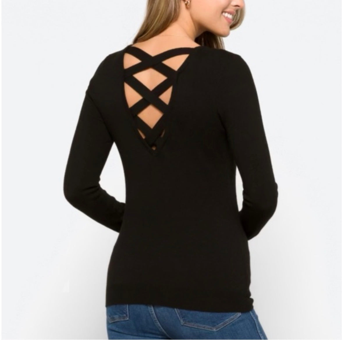 Black Cross Back Sweater