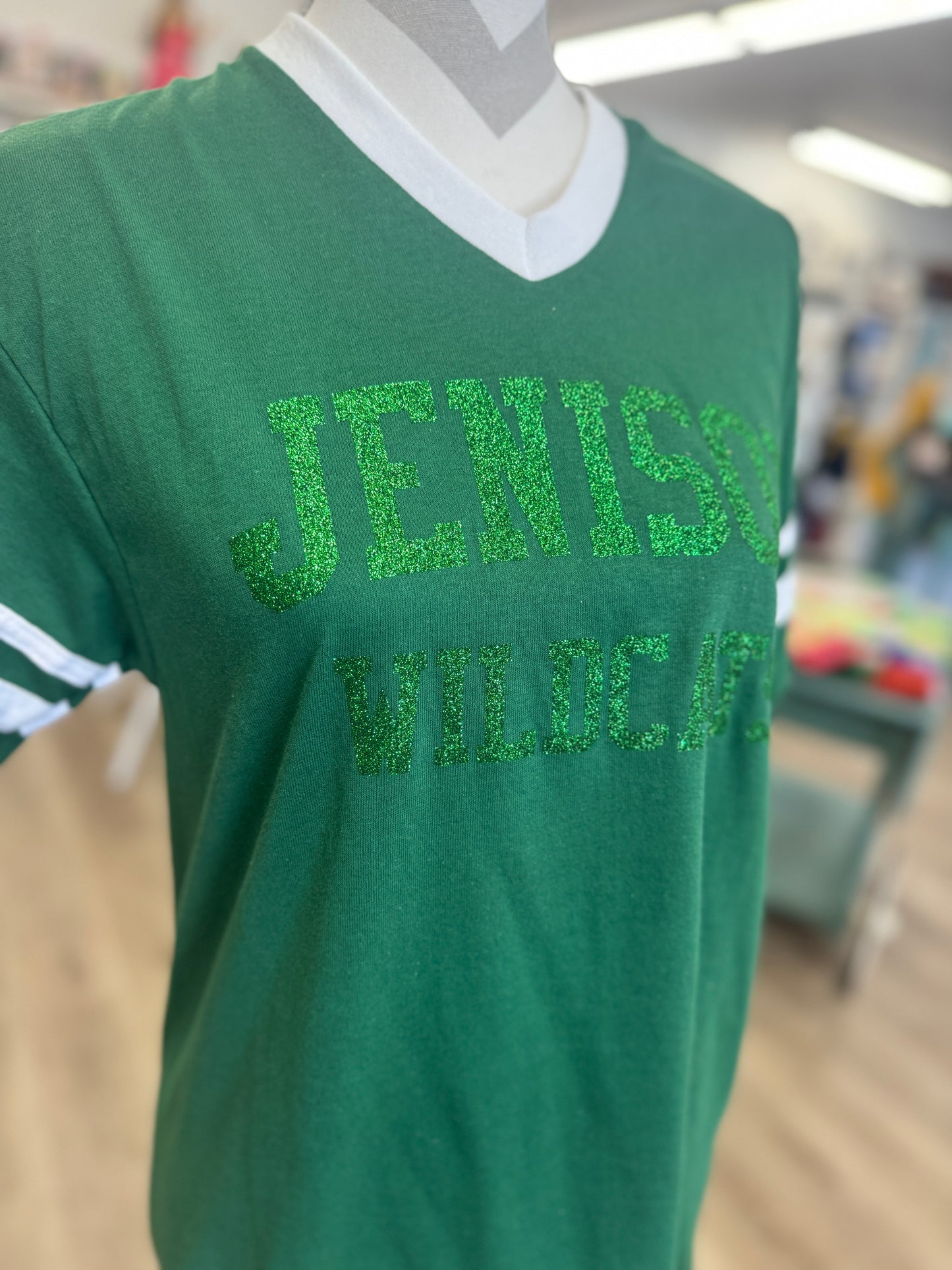 Show Your Spirit! – Jenison Wildcats – Short Sleeve Glitter Tee