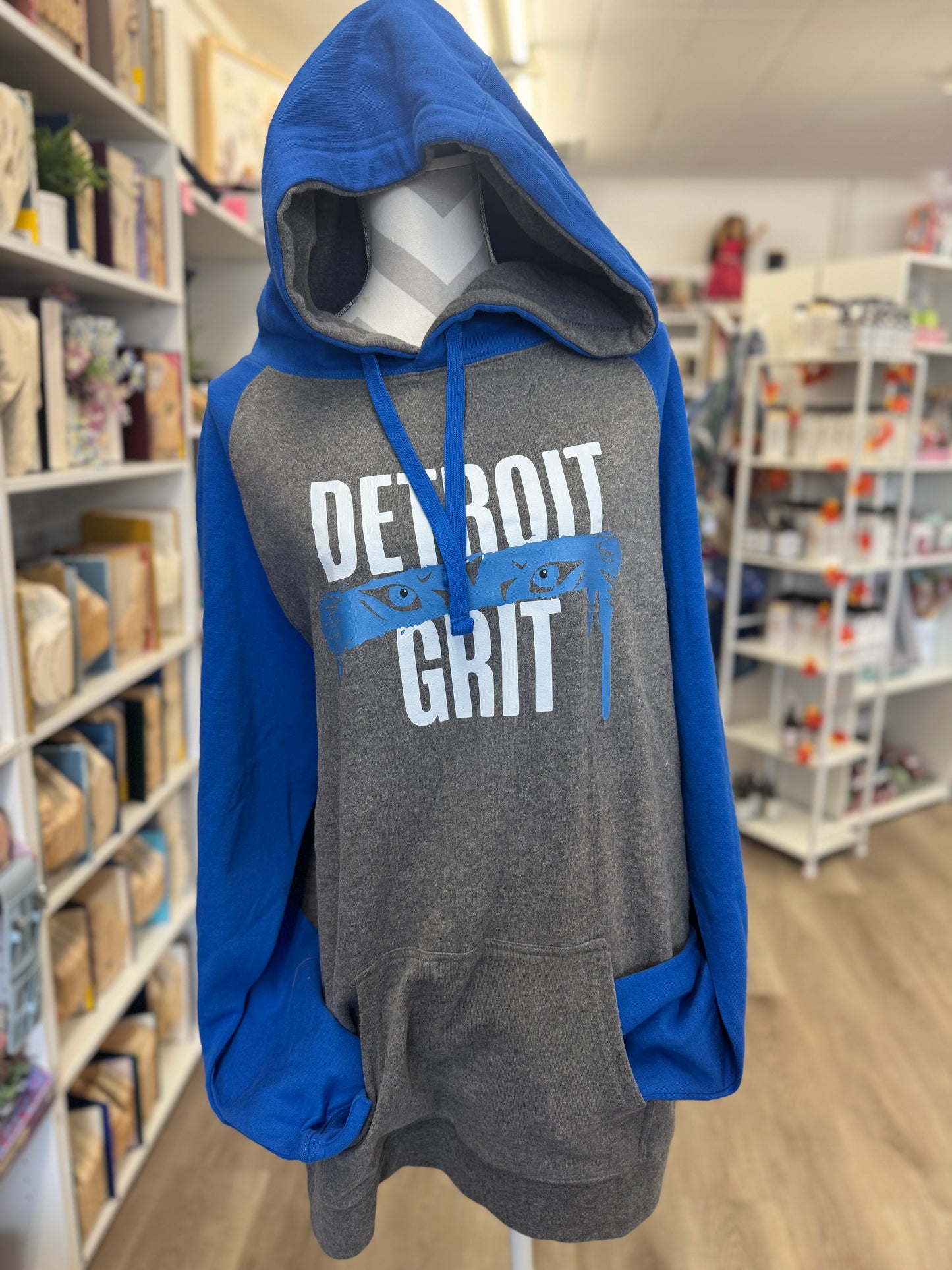 Detroit Grit Hoodie – Blue & Charcoal