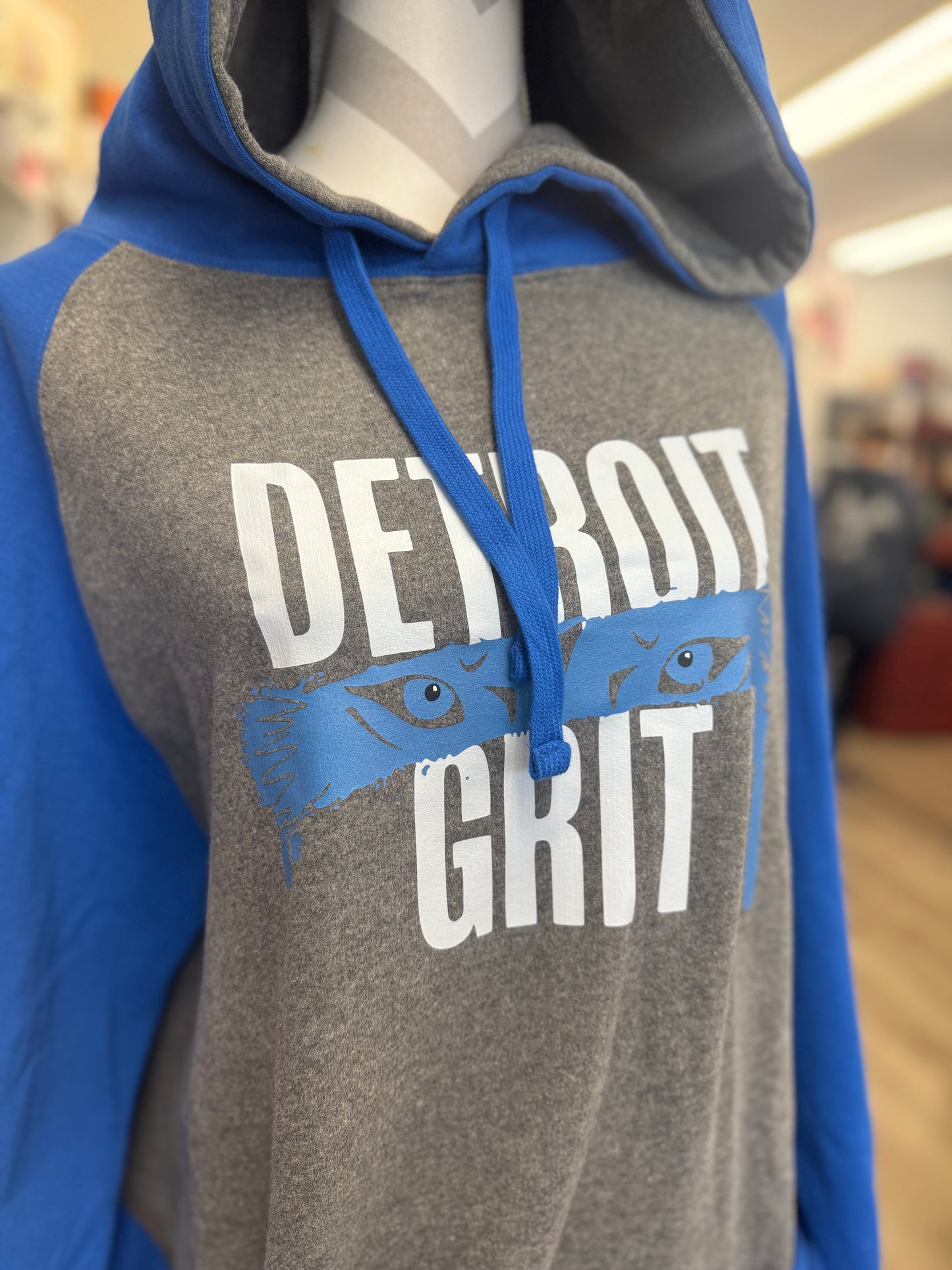 Detroit Grit Hoodie – Blue & Charcoal