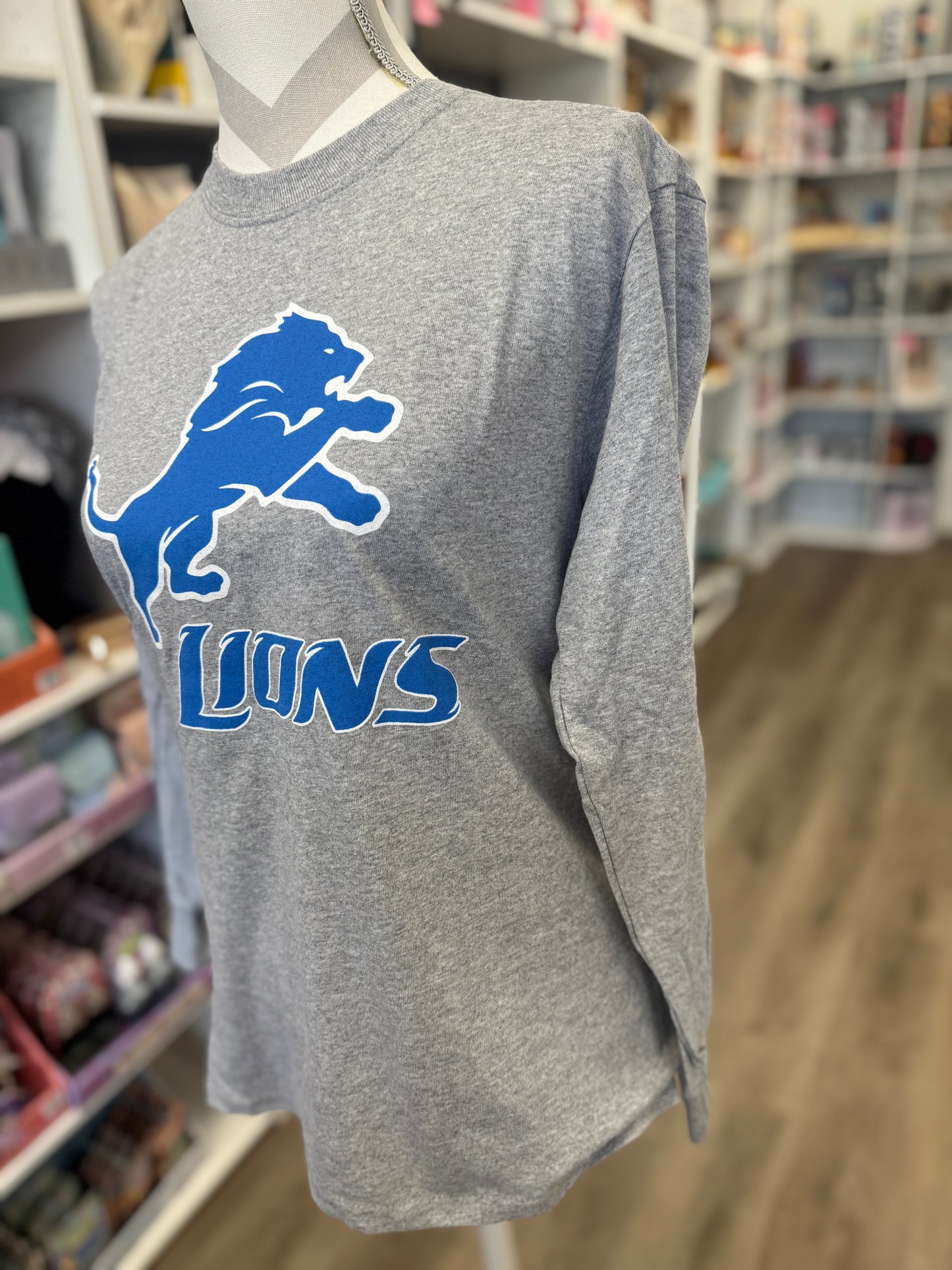 Detroit Lions Long Sleeve T-Shirt – Heather Gray (XXL)