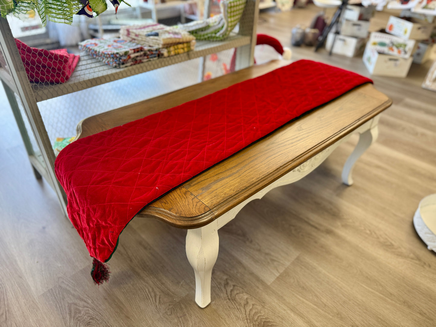 Reversible Christmas Table Runner – 6ft Red & Green Velvet