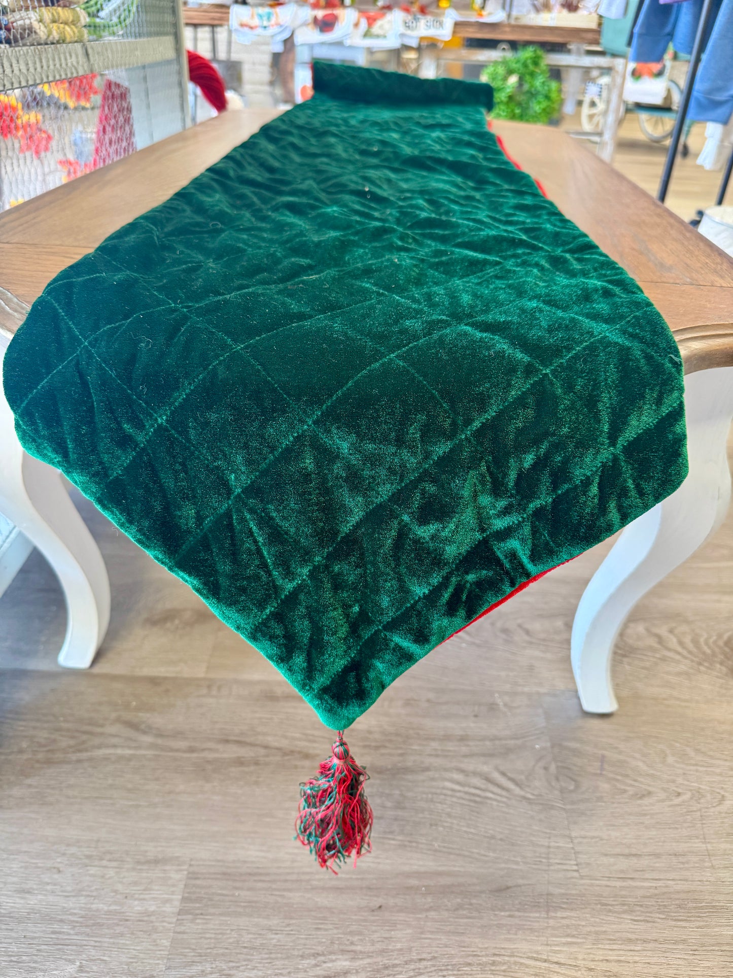 Reversible Christmas Table Runner – 6ft Red & Green Velvet