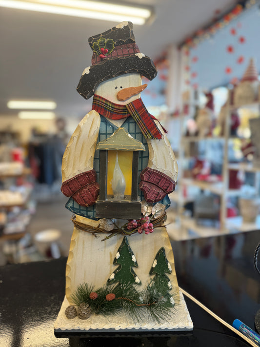 Light-Up Snowman Lantern Figurine – 20" Holiday Décor