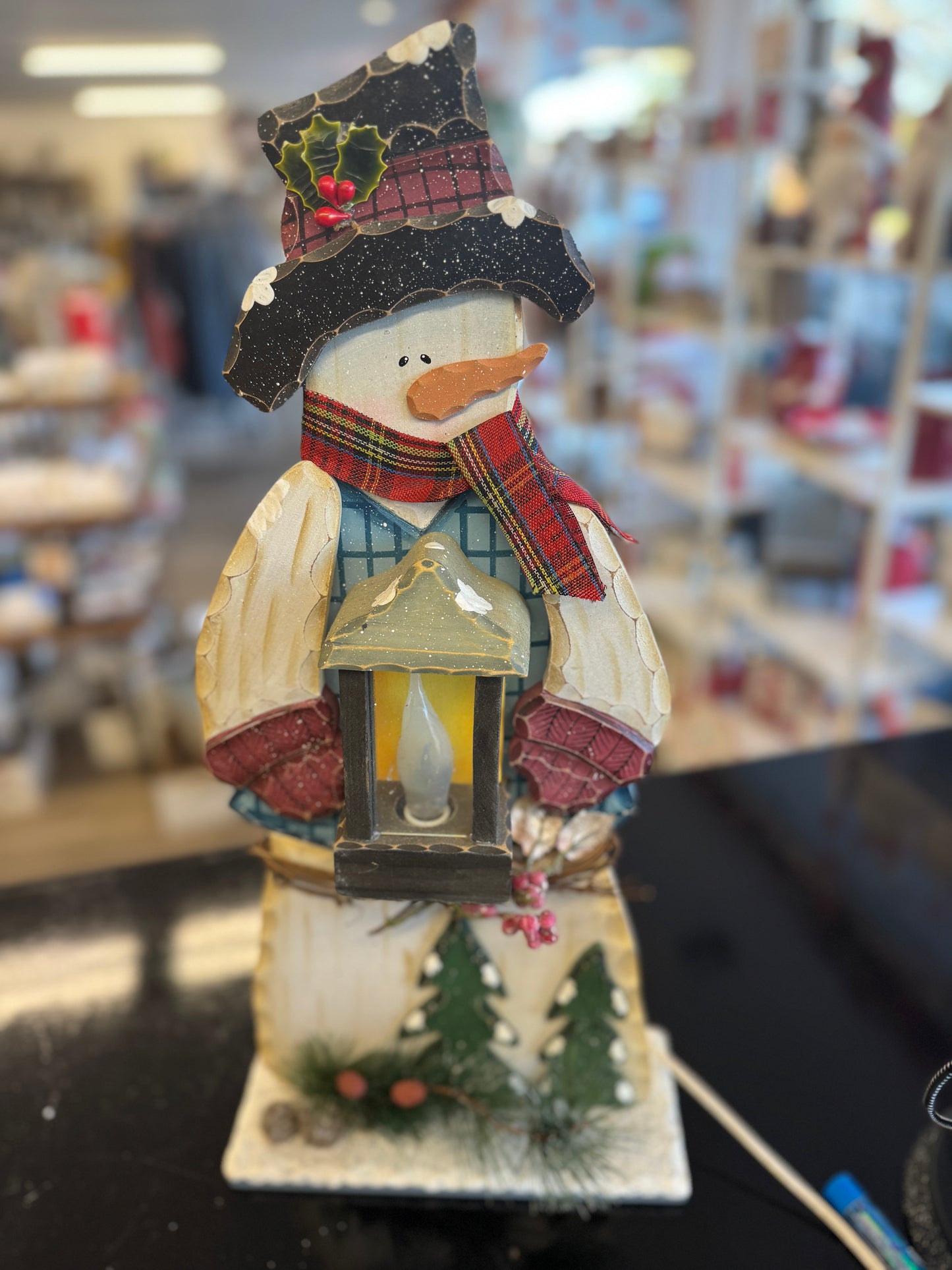 Light-Up Snowman Lantern Figurine – 20" Holiday Décor