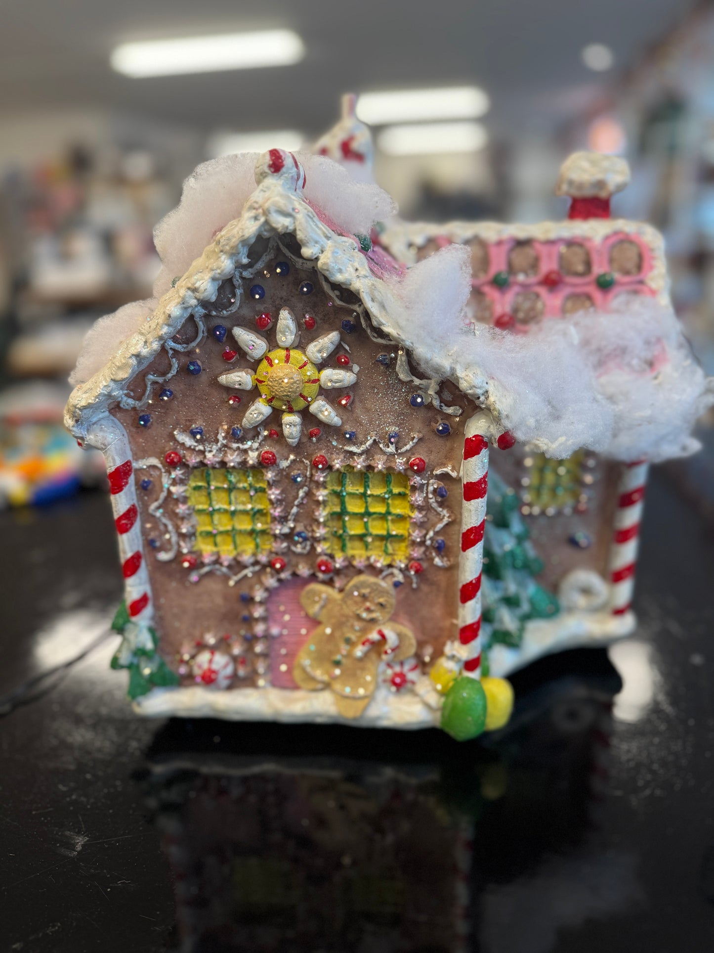 Fiber Optic Gingerbread House – Light-Up Christmas Décor (11" x 9" x 12")