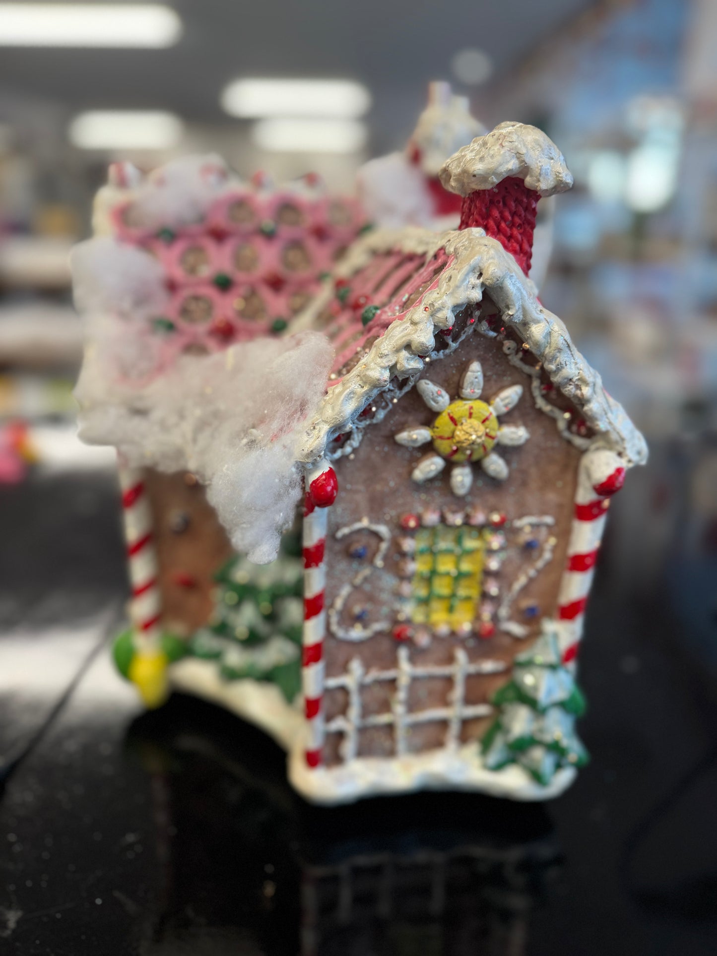 Fiber Optic Gingerbread House – Light-Up Christmas Décor (11" x 9" x 12")