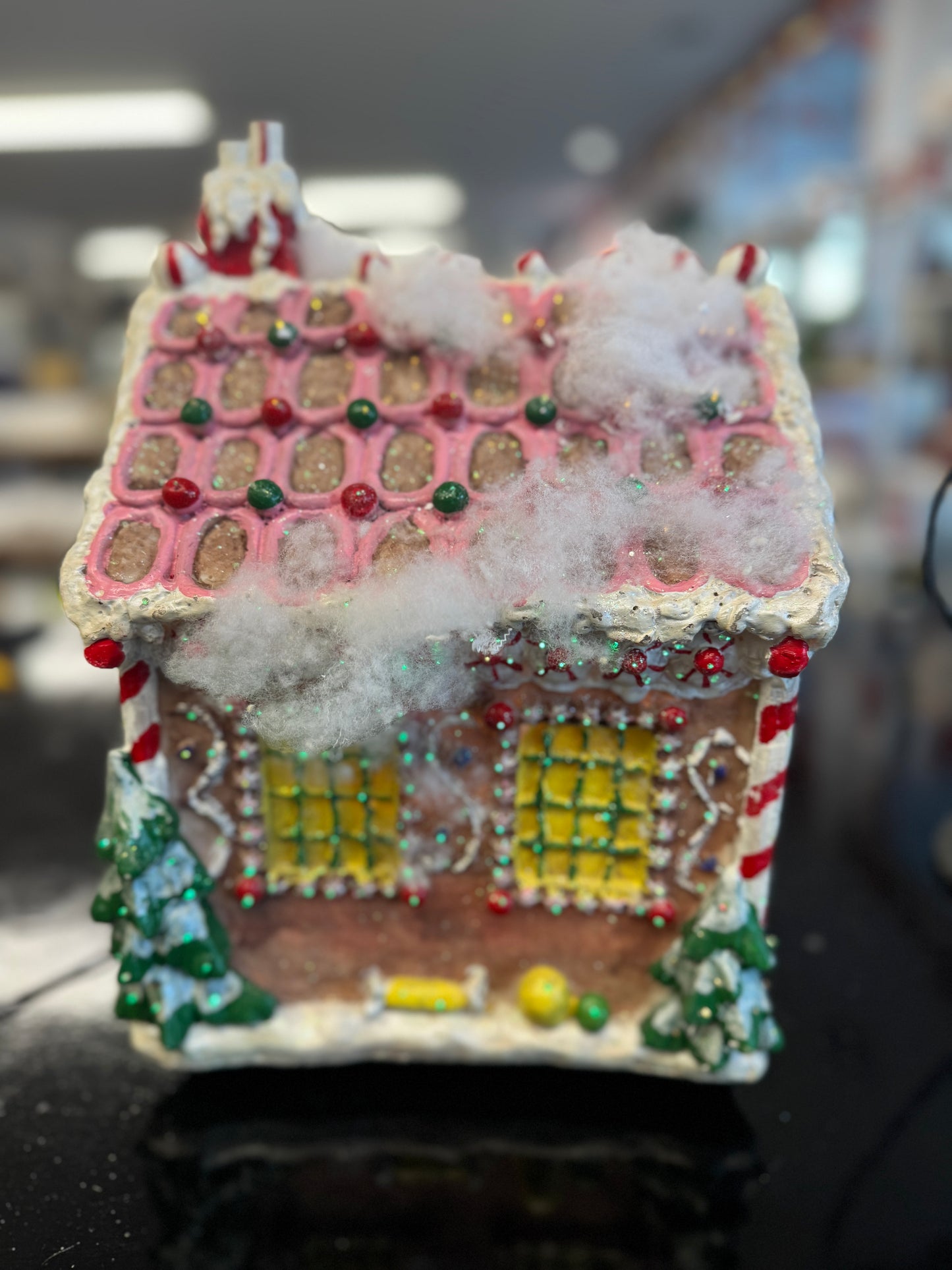 Fiber Optic Gingerbread House – Light-Up Christmas Décor (11" x 9" x 12")