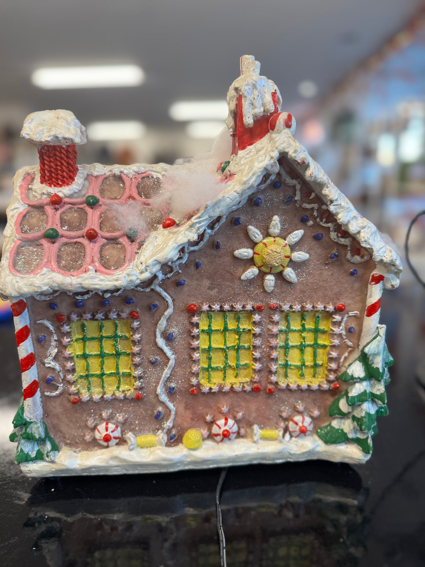 Fiber Optic Gingerbread House – Light-Up Christmas Décor (11" x 9" x 12")