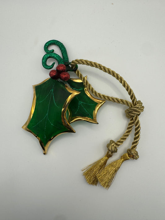 Roman Inc. Stained Glass & Painted Glass Holly with Berries Ornament – “Legend of the Holly” (5")