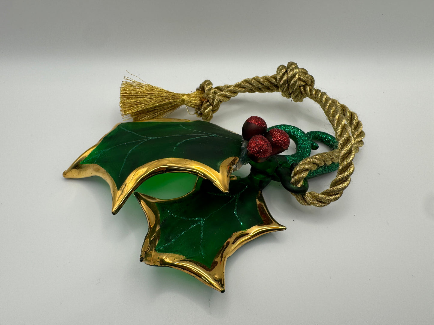 Roman Inc. Stained Glass & Painted Glass Holly with Berries Ornament – “Legend of the Holly” (5")