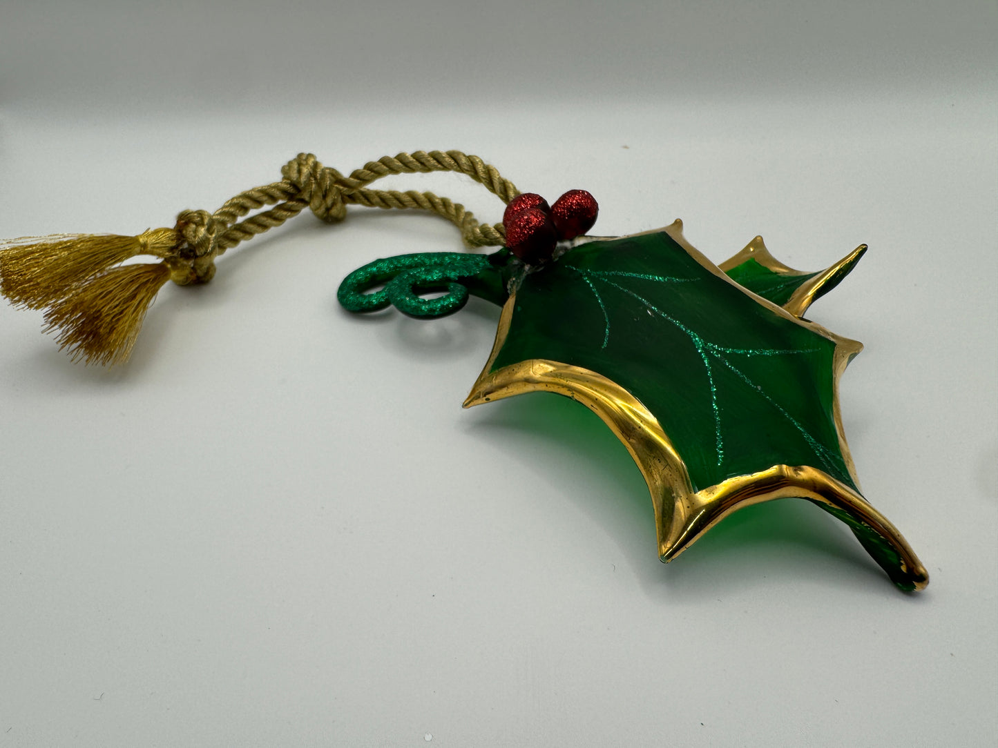 Roman Inc. Stained Glass & Painted Glass Holly with Berries Ornament – “Legend of the Holly” (5")